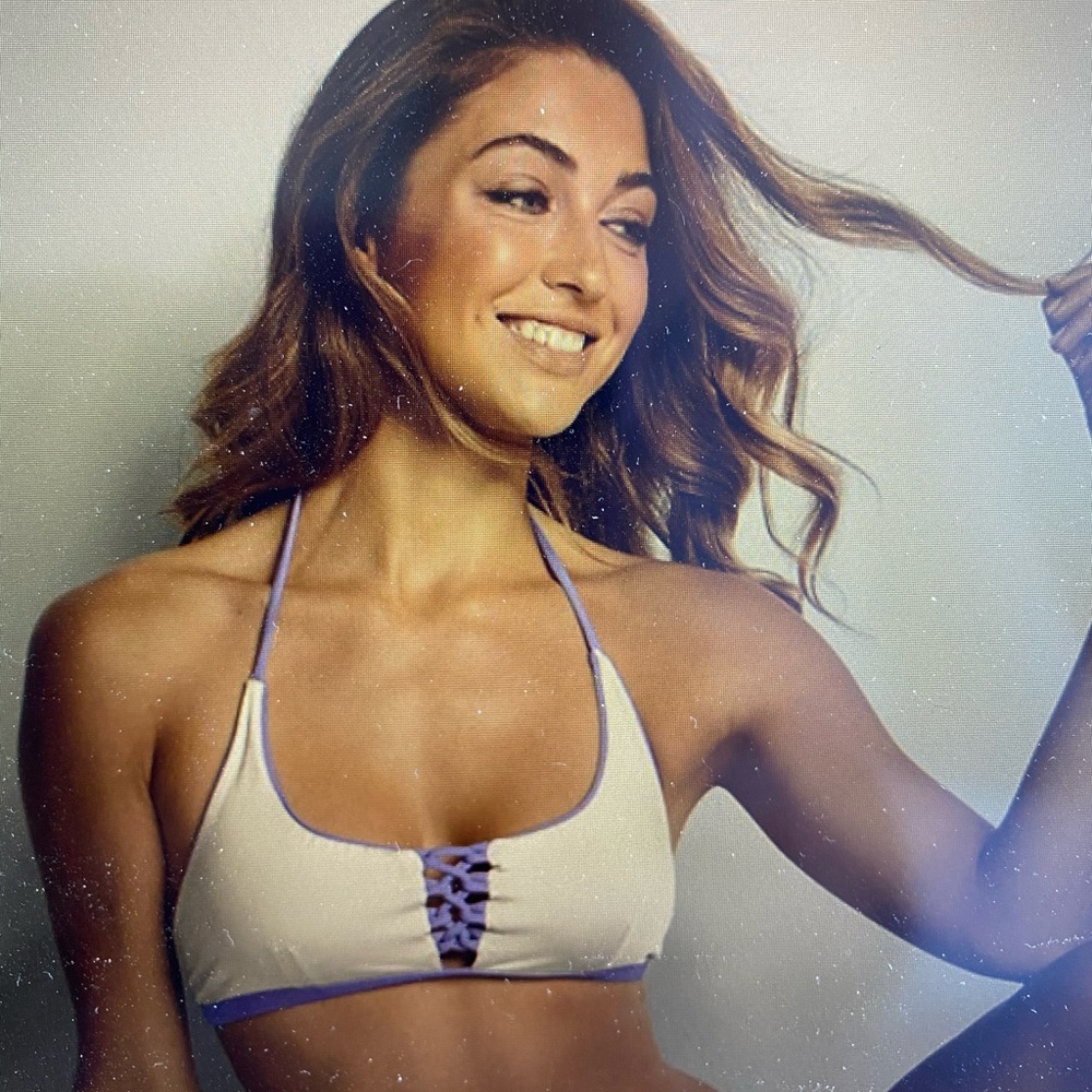 Reversible lace up bikini top